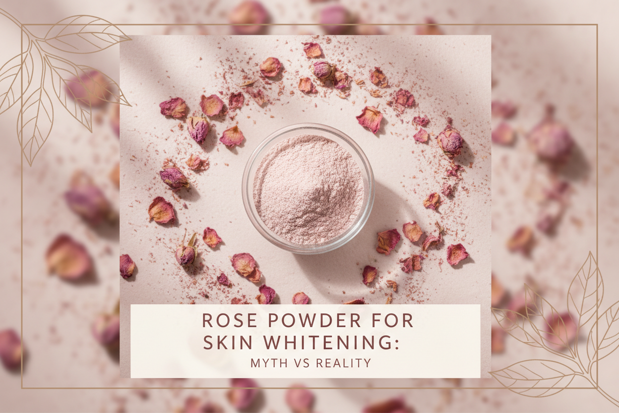 Rose powder for skin whitening - myth vs reality on natural skin brightening