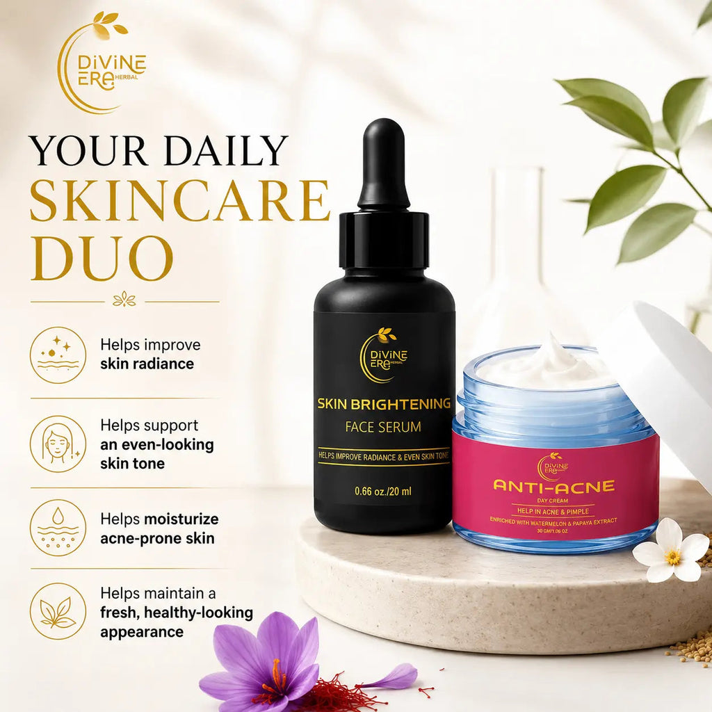 Anti Acne Duo | Herbal Face Serum & Anti Acne Cream for Pimples & Acne Marks (2-Month Kit) Divine Era Herbal