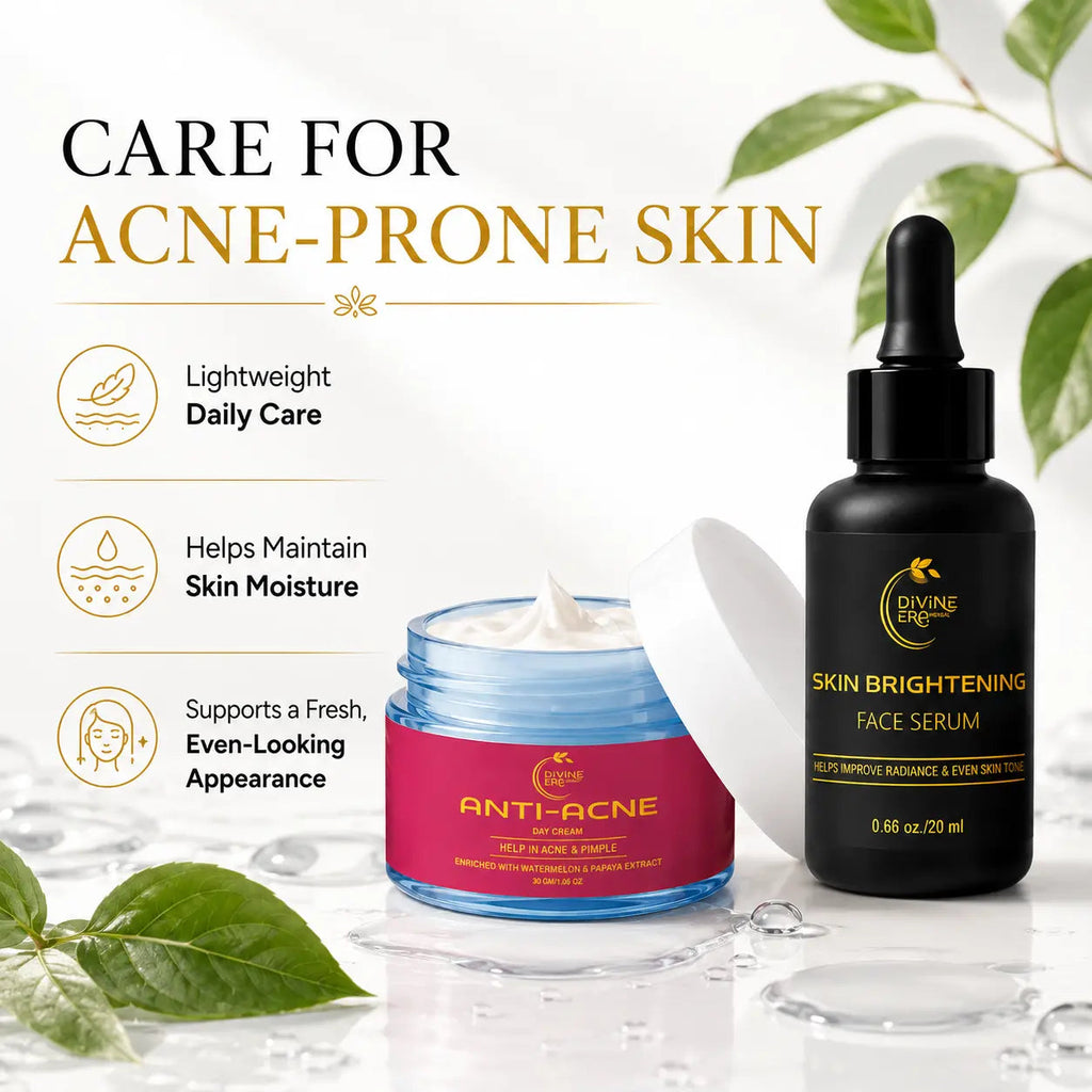 Anti Acne Duo | Herbal Face Serum & Anti Acne Cream for Pimples & Acne Marks (2-Month Kit) Divine Era Herbal