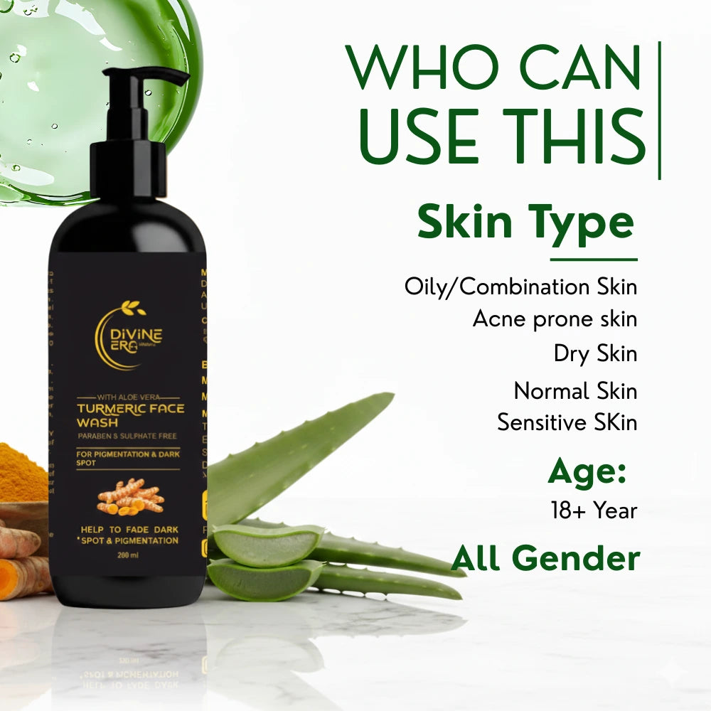 Divine Era Herbal Turmeric Face Wash 200ml | Brightening & Deep Cleansing Face Wash