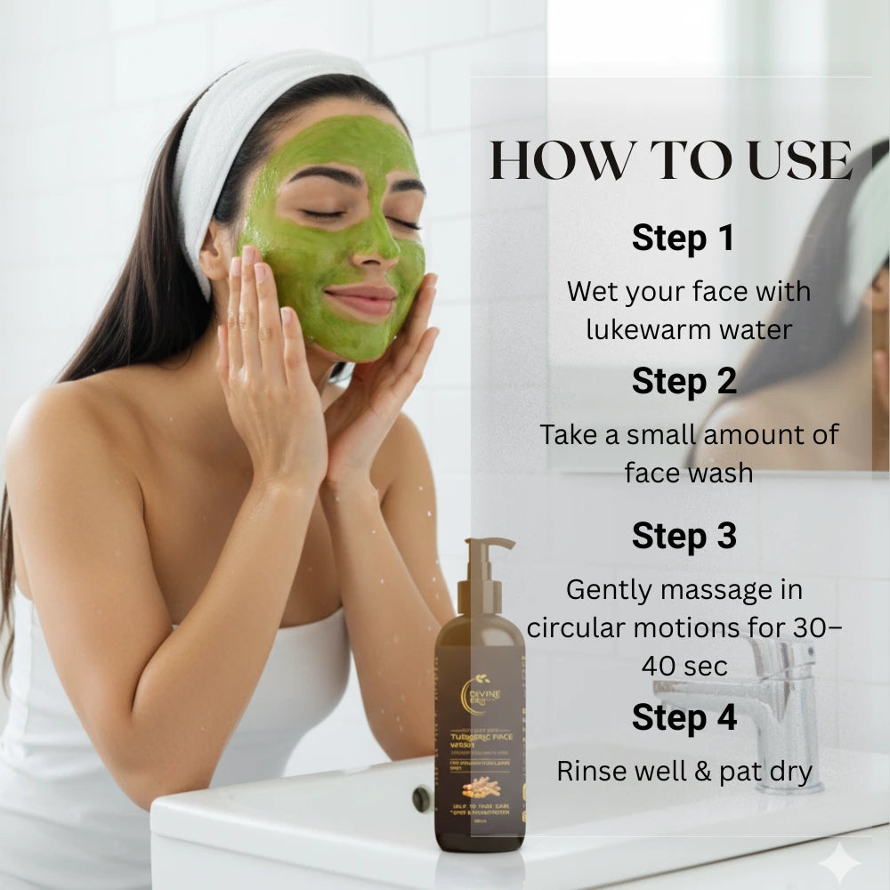Divine Era Herbal Turmeric Face Wash 200ml | Brightening & Deep Cleansing Face Wash