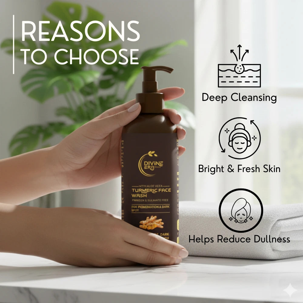 Divine Era Herbal Turmeric Face Wash 200ml | Brightening & Deep Cleansing Face Wash