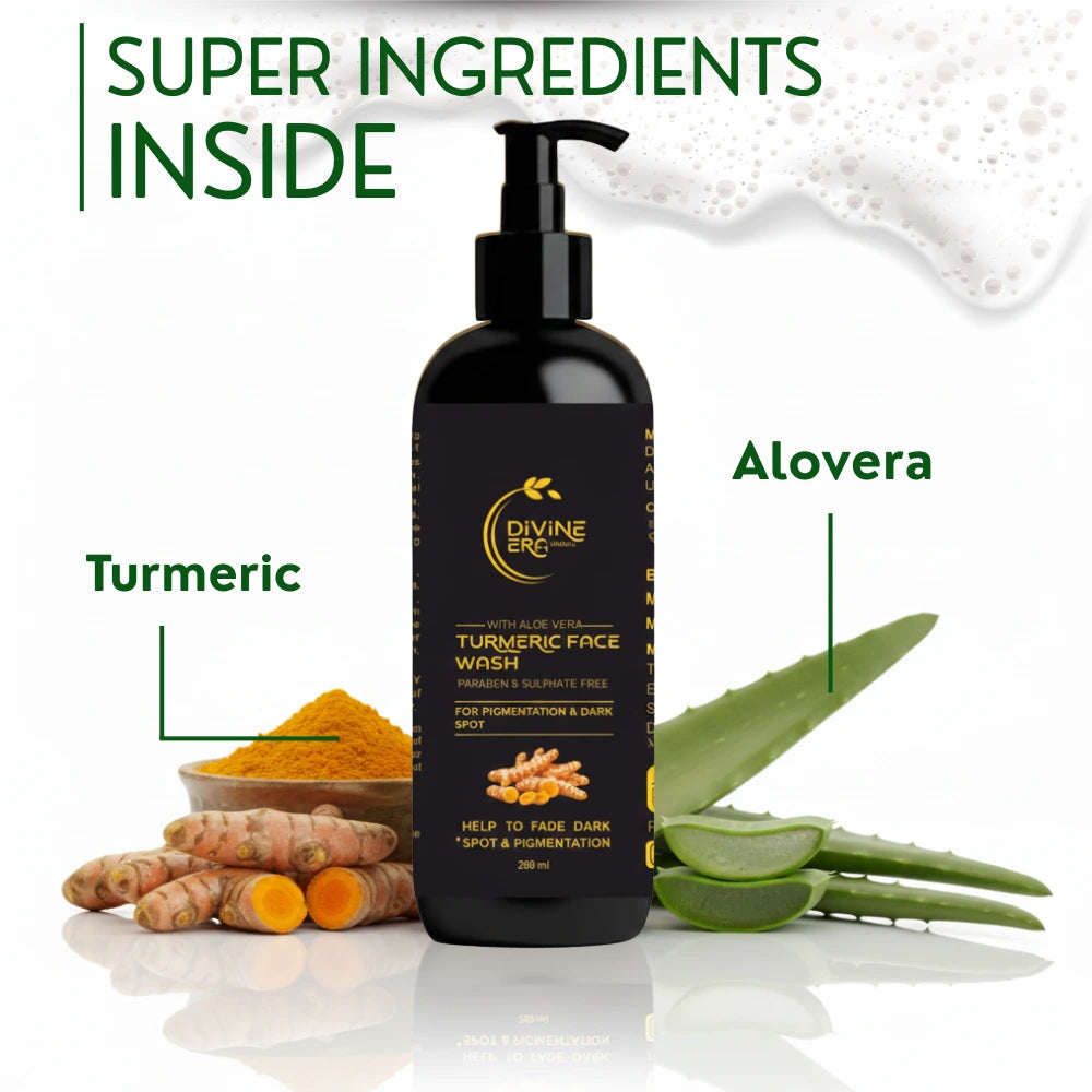 Divine Era Herbal Turmeric Face Wash 200ml | Brightening & Deep Cleansing Face Wash