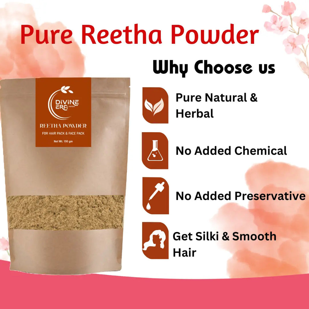 Divine Era Herbal Reetha Powder (Soapnut Powder) – Pure & Natural Hair Cleanser | 100 gm Divine Era Herbal