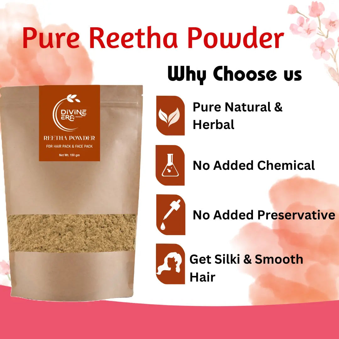 Divine Era Herbal Reetha Powder (Soapnut Powder) – Pure & Natural Hair Cleanser | 100 gm Divine Era Herbal