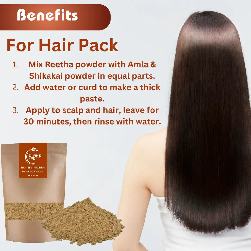 Divine Era Herbal Reetha Powder (Soapnut Powder) – Pure & Natural Hair Cleanser | 100 gm Divine Era Herbal