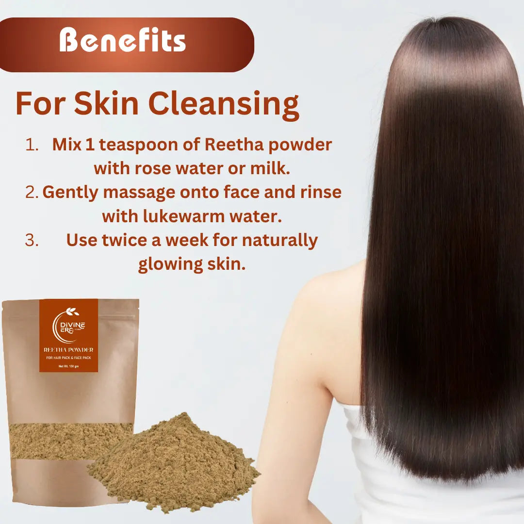 Divine Era Herbal Reetha Powder (Soapnut Powder) – Pure & Natural Hair Cleanser | 100 gm Divine Era Herbal