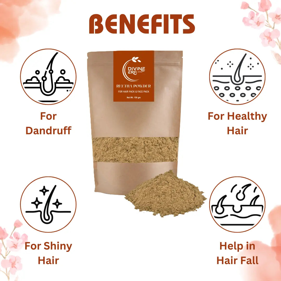 Divine Era Herbal Reetha Powder (Soapnut Powder) – Pure & Natural Hair Cleanser | 100 gm Divine Era Herbal