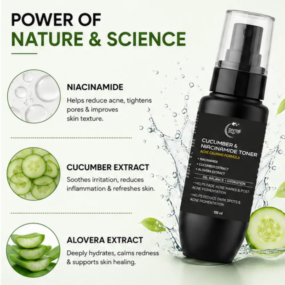 Divine Era Herbal Niacinamide Toner 100ml | Pore Minimizing & Hydrating Face Toner