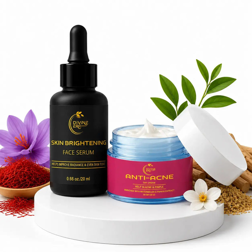 Anti Acne Duo | Herbal Face Serum & Anti Acne Cream for Pimples & Acne Marks (2-Month Kit) Divine Era Herbal
