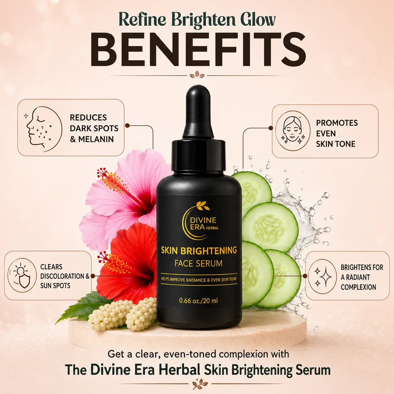 Skin whitening Face Serum 20 ml Divine Era Herbal