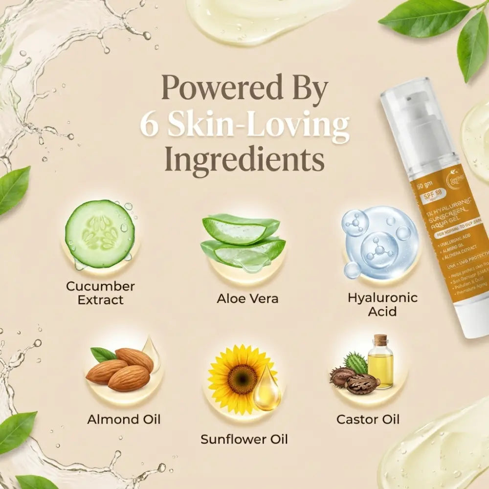 SPF 50 Hyaluronic Sunscreen Aqua Gel 50gm | Lightweight Daily Sun Protection
