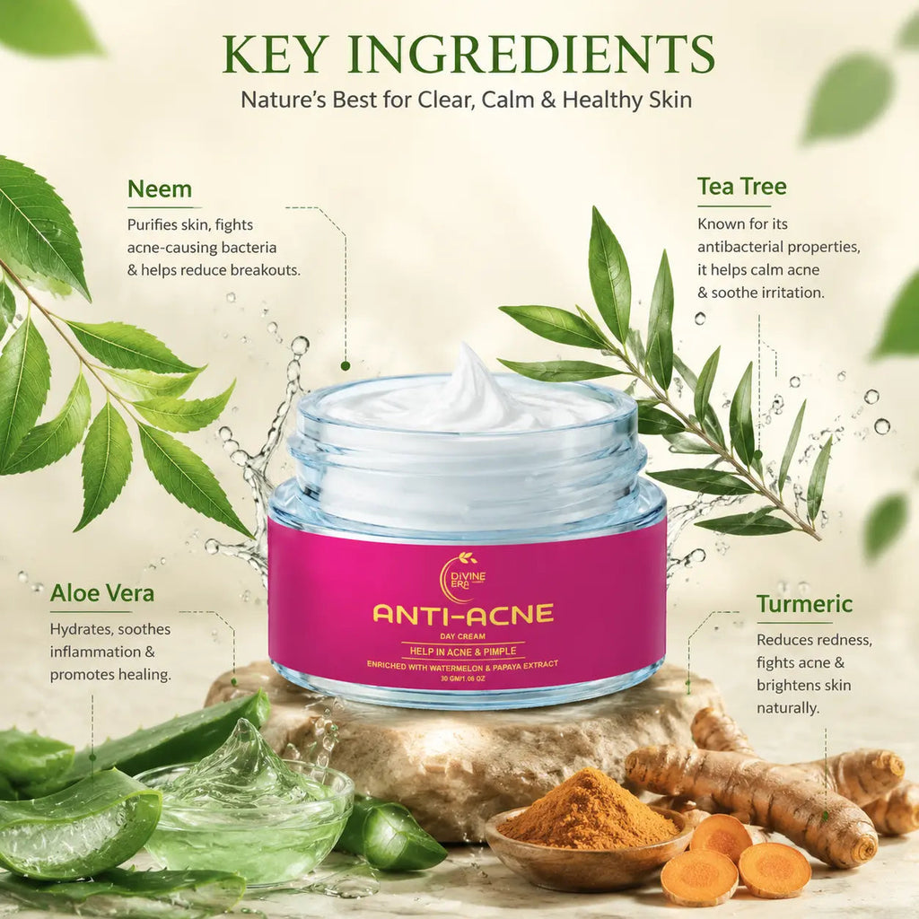 Anti Acne Cream 30gm | Pimple Control & Acne Spot Reduction Cream Divine Era Herbal