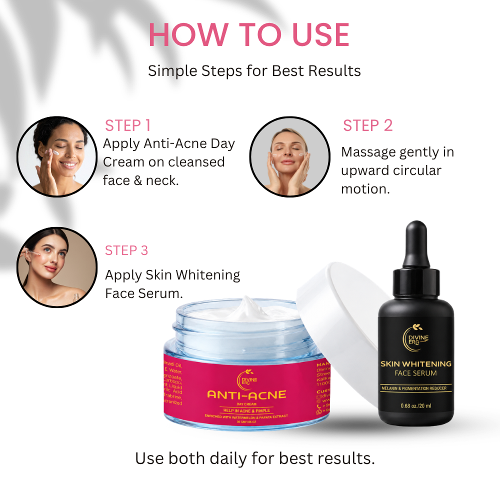 Anti Acne Duo | Herbal Face Serum & Anti Acne Cream for Pimples & Acne Marks (2-Month Kit) Divine Era Herbal