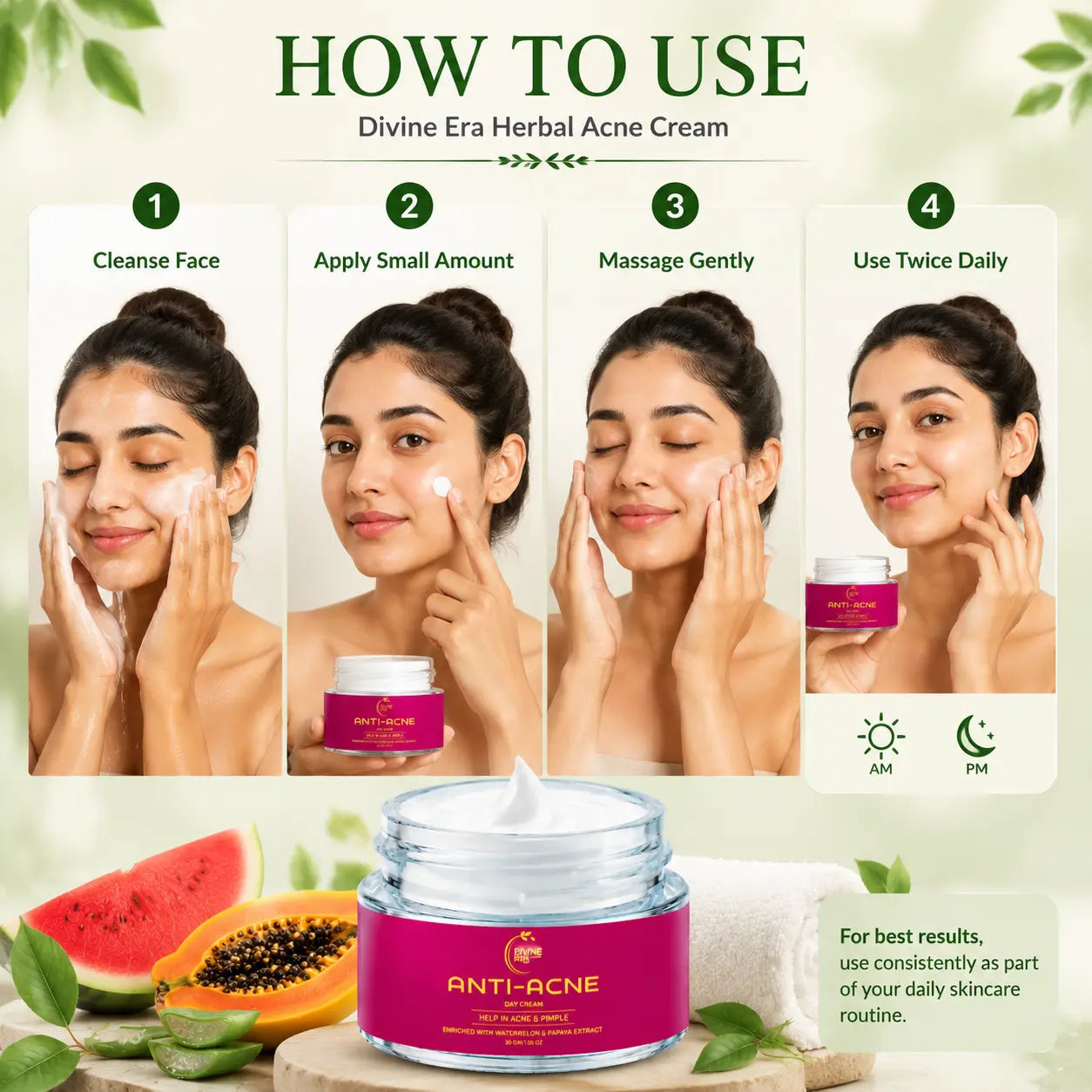 Anti Acne Cream 30gm | Pimple Control & Acne Spot Reduction Cream Divine Era Herbal