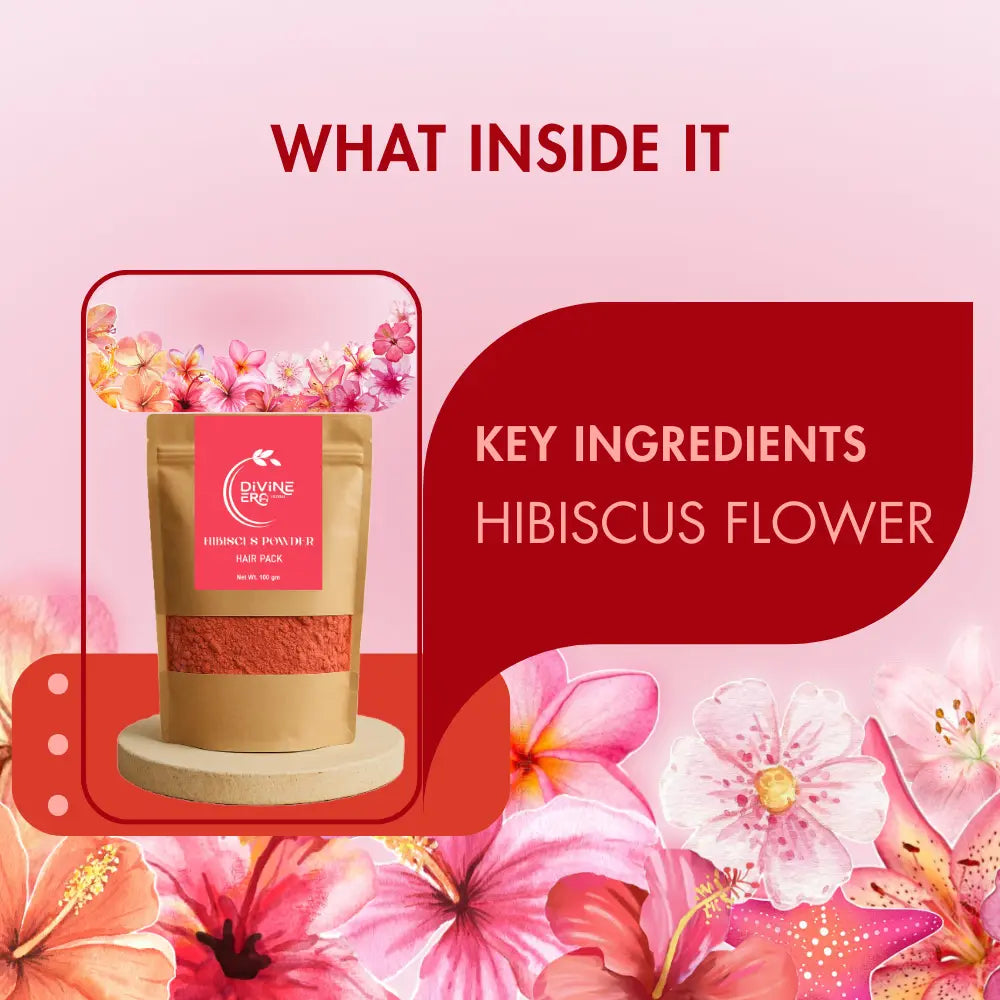 Hibiscus Powder – Pure Hibiscus Flower Powder for Hair & Skin Care | Herbal Ayurvedic Beauty Care Divine Era Herbal