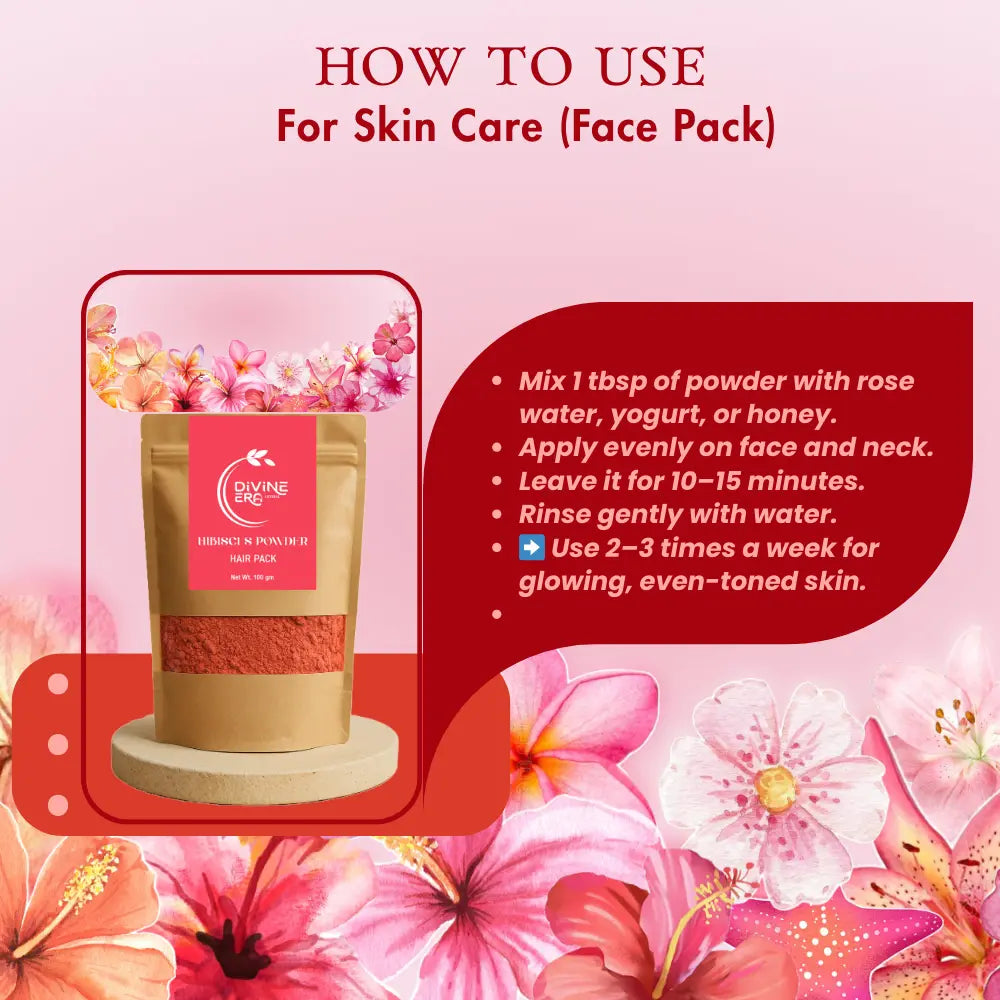 Hibiscus Powder – Pure Hibiscus Flower Powder for Hair & Skin Care | Herbal Ayurvedic Beauty Care Divine Era Herbal