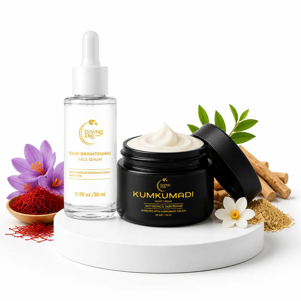Kumkumadi De-Pigmentation Duo | Face Serum & Night Cream for Glowing, Even-Toned Skin- 3 Month Care Kit