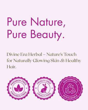 Pure nature pure beauty concept showing herbal body lotion for dry skin made with natural ingredients for smooth and glowing skin.