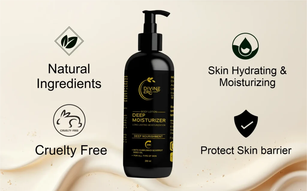 Body lotion for dry skin providing deep hydration, soothing dry and itchy skin, and promoting soft, healthy skin