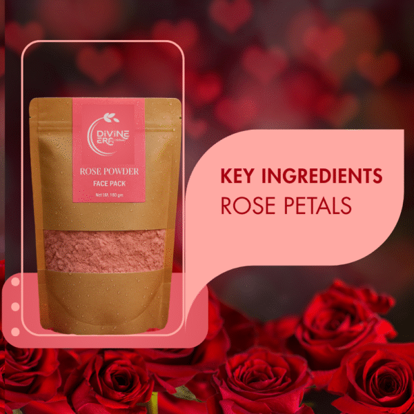 Divine Era Herbal Rose Petals Powder-150g Natural Face Pack for Glowing Skin, Tan Removal & Skin Brightening | Pure Floral Care for All Skin Types - Image 3