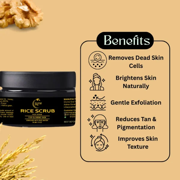 Divine Era Herbal Rice Face Scrub-50 gm - Image 3