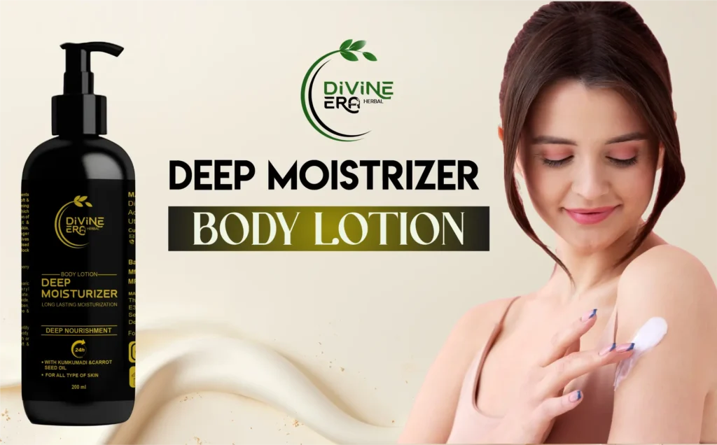Bottle of body lotion for dry skin with natural moisturizers, 200ml