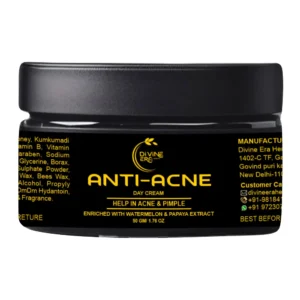 Jar of anti-acne cream for acne scars and dark spots, promoting clear and glowing skin