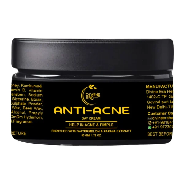 Jar of anti-acne cream for acne scars and dark spots, promoting clear and glowing skin