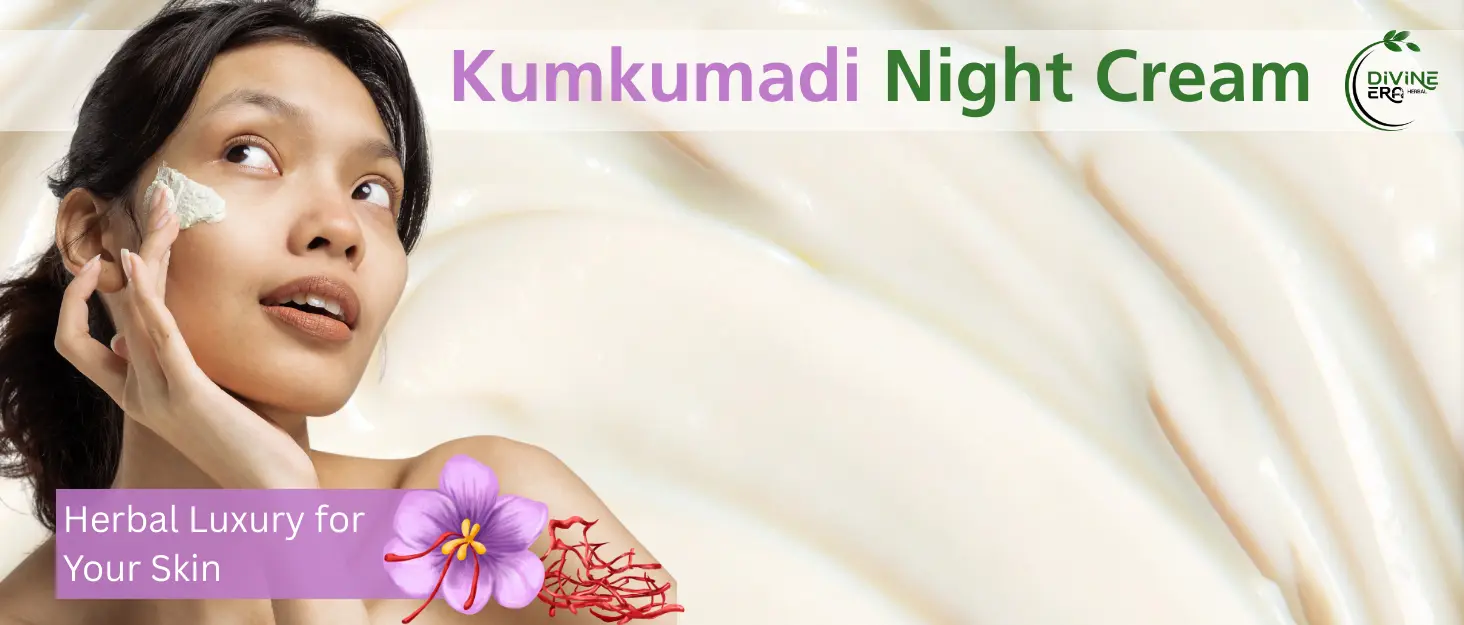 Kumkumadi cream for glowing skin, reduces pigmentation and dark spots naturally.