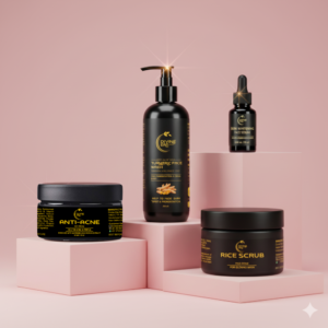 Acne Kit for Woman with Anti Acne Cream, Serum, Turmeric Face Wash and Rice Scrub