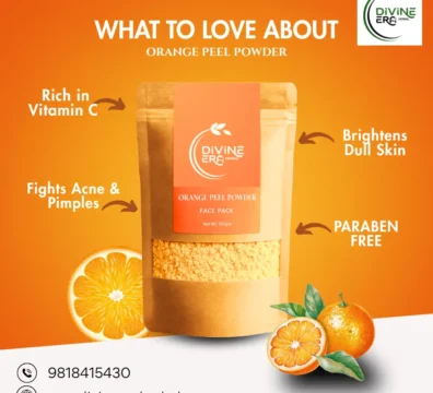 Homemade orange peel powder for glowing skin and hair