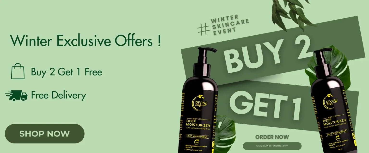 “Divine Era Herbal Body Lotion Combo Offer – Winter Skincare – Buy 2 Get 1 Free Deep Moisturizer with Kumkumadi and Carrot Seed Oil – Free Delivery