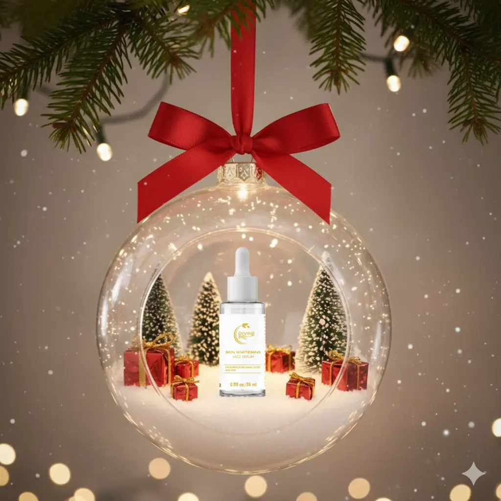 Christmas sale on skin whitening face serum made with natural skin care ingredients for bright and even skin tone