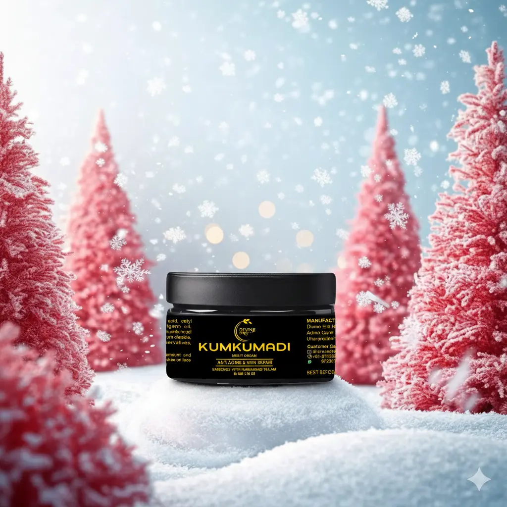 Christmas sale on Kumkumadi cream made with natural skin care ingredients for glowing and nourished skin