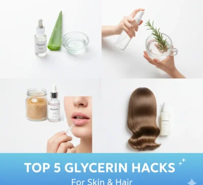 Glycerin bottle with glowing skin results representing the benefits of glycerin on the skin