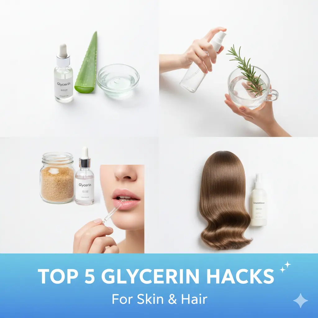 Glycerin bottle with glowing skin results representing the benefits of glycerin on the skin